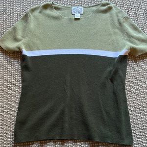 🌙Vintage stripe colorblock green shirt